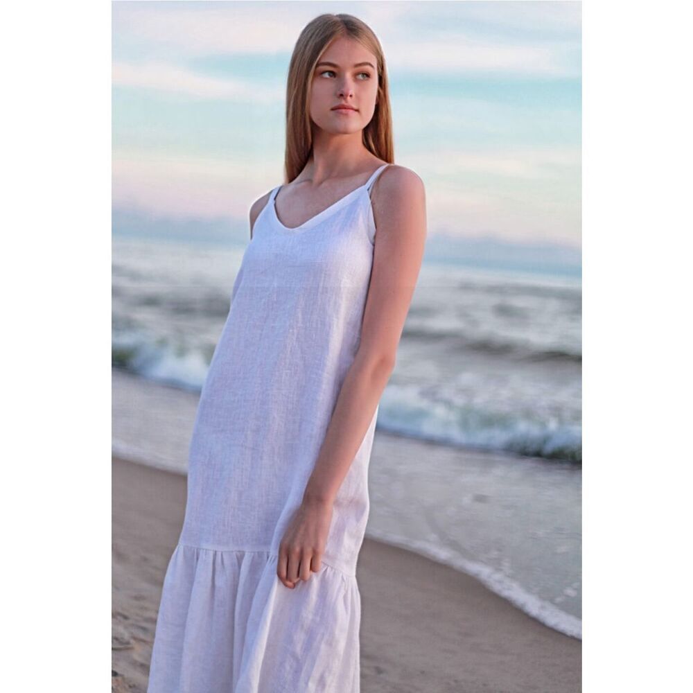 NWT Terzo Millennio Dress Maxi Coverup Beach 100% Linen Made in Italy